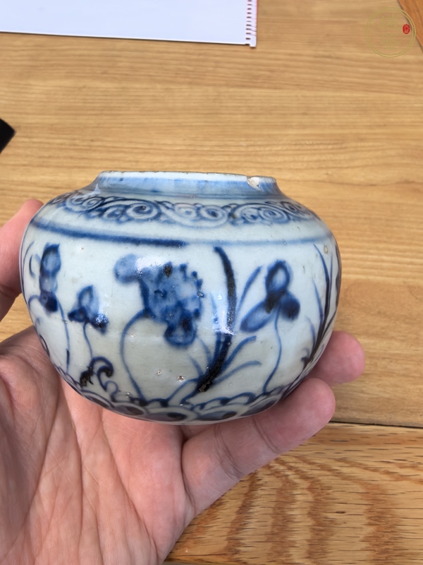 古玩陶瓷青花荷塘花卉紋罐真品鑒賞圖