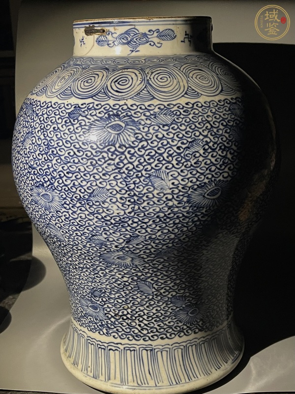 古玩陶瓷青花淡描花卉紋將軍罐真品鑒賞圖
