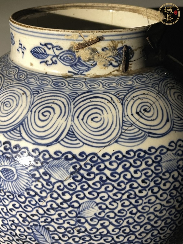 古玩陶瓷青花淡描花卉紋將軍罐真品鑒賞圖