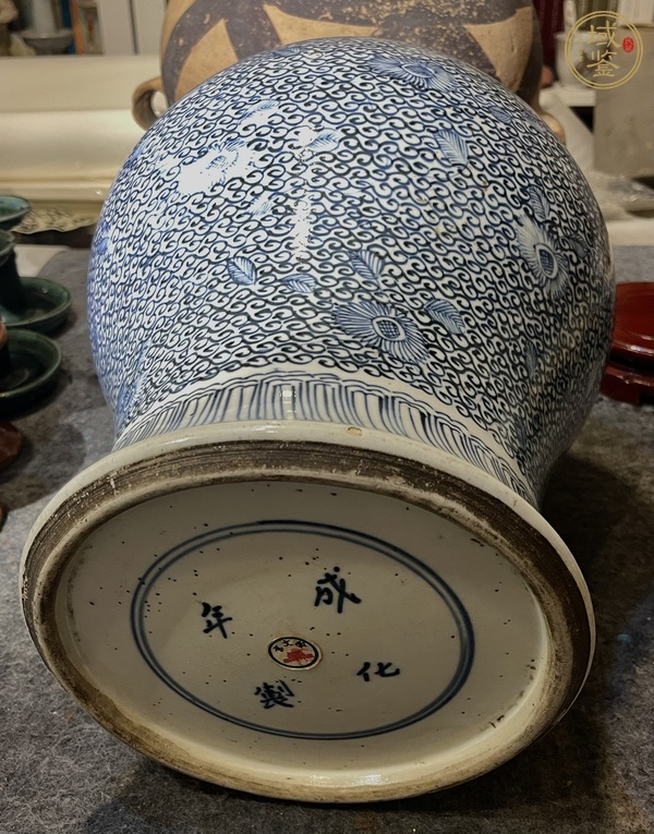 古玩陶瓷青花淡描花卉紋將軍罐真品鑒賞圖