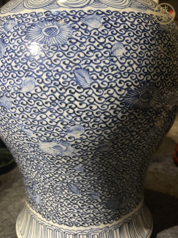 古玩陶瓷青花淡描花卉紋將軍罐真品鑒賞圖