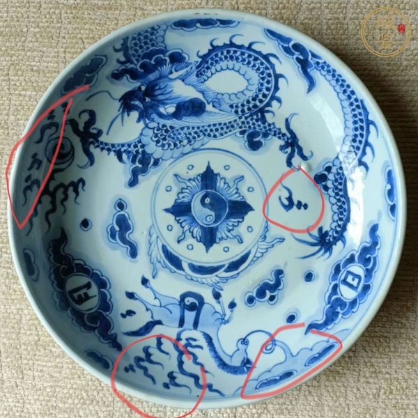 古玩陶瓷龍馬精神青花盤真品鑒賞圖