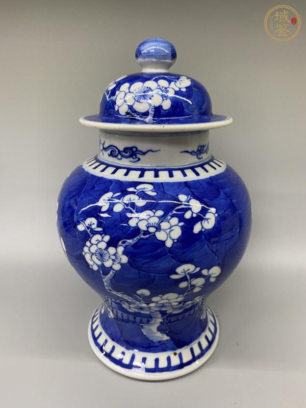古玩陶瓷青花留白冰梅紋將軍罐真品鑒賞圖