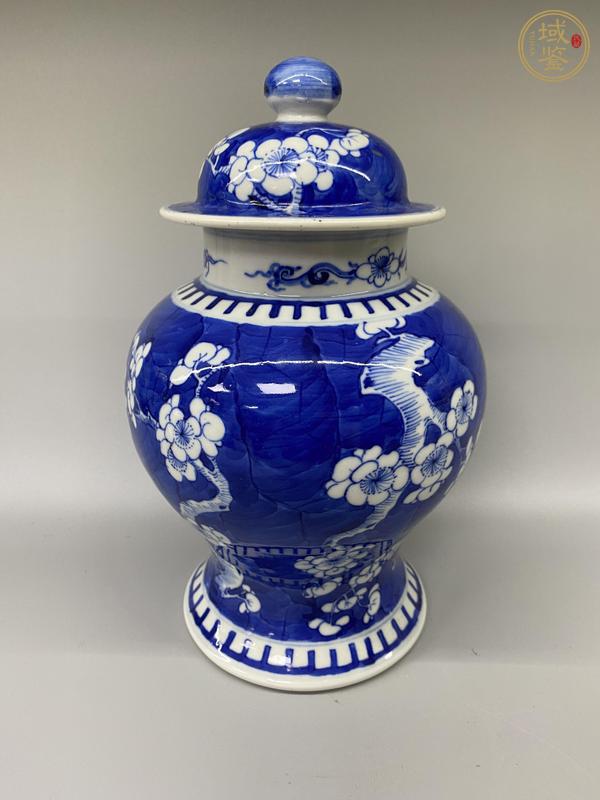 古玩陶瓷青花留白冰梅紋將軍罐真品鑒賞圖