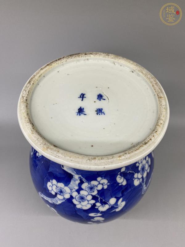 古玩陶瓷青花留白冰梅紋將軍罐真品鑒賞圖