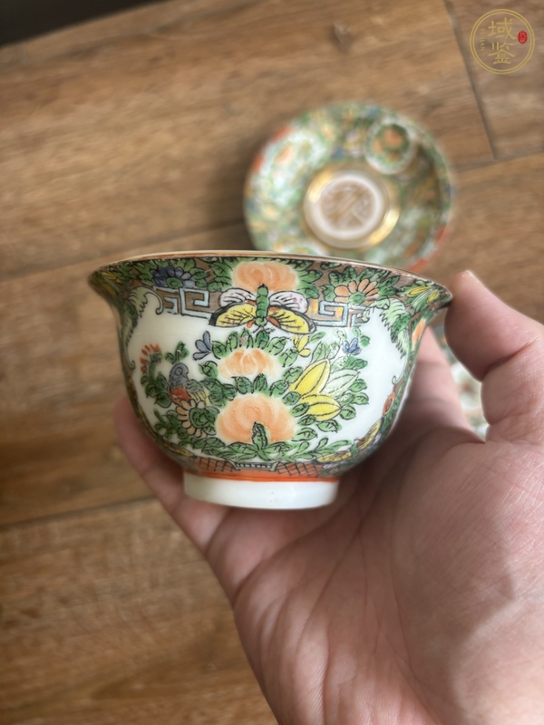 古玩陶瓷廣彩人物故事紋蓋碗真品鑒賞圖