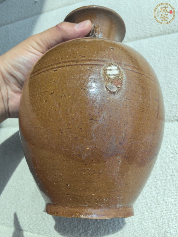 古玩醬黃釉洗口瓶真品鑒賞圖