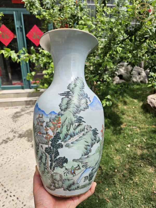 古玩陶瓷山水紋瓶真品鑒賞圖