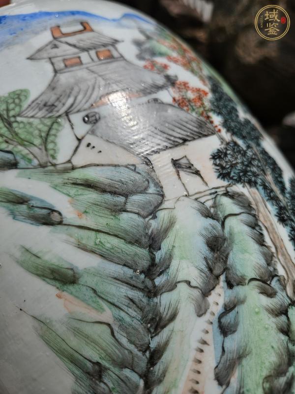 古玩陶瓷粉彩山水紋花瓶真品鑒賞圖