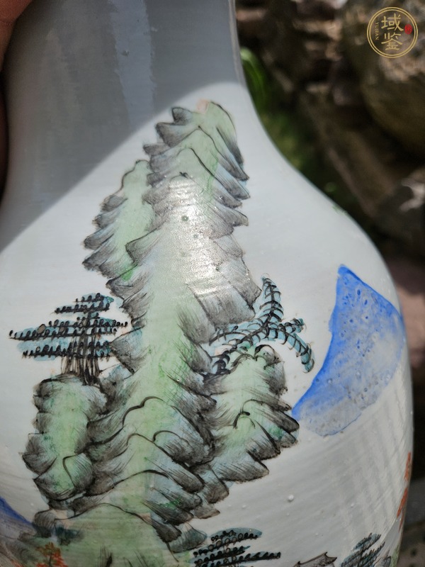 古玩山水紋瓶真品鑒賞圖
