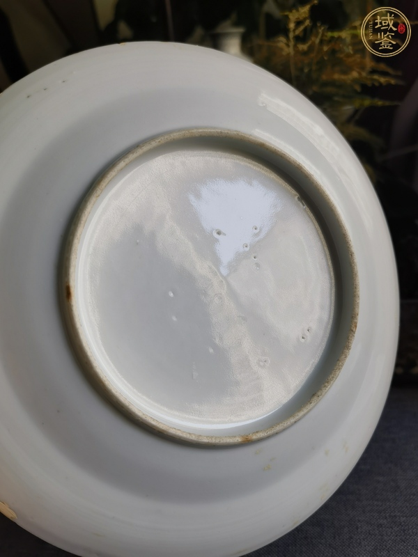 古玩陶瓷青花山水人物紋折腰盤真品鑒賞圖