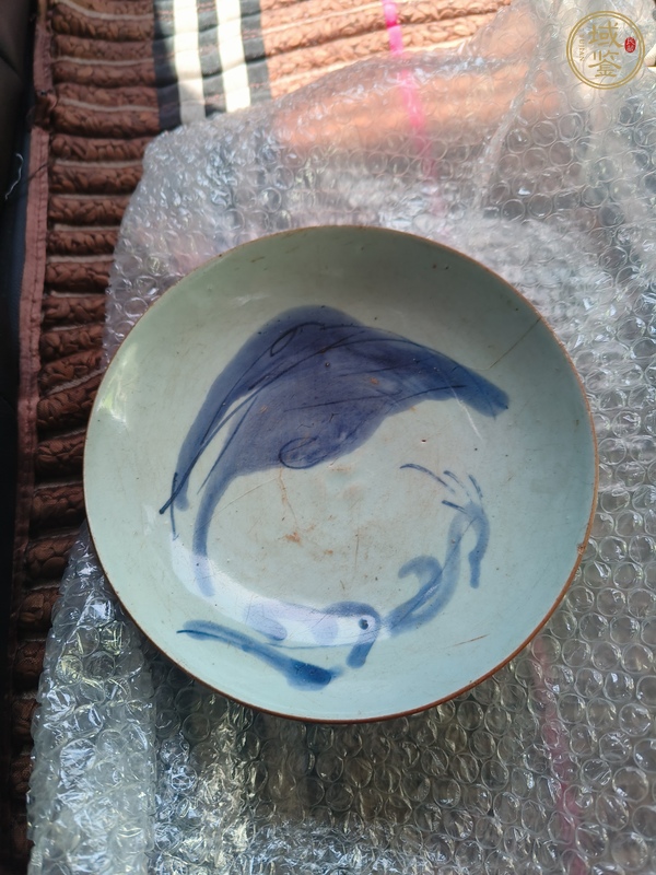 古玩陶瓷蕉葉紋青花盤真品鑒賞圖