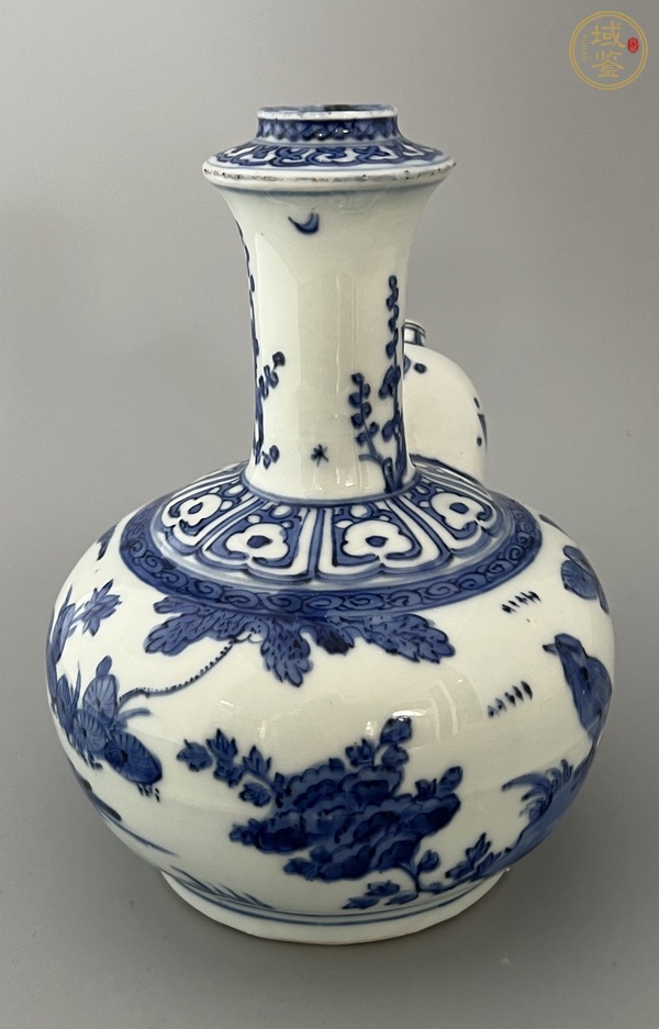 古玩陶瓷明晚期 青花花鳥(niǎo)紋軍持真品鑒賞圖