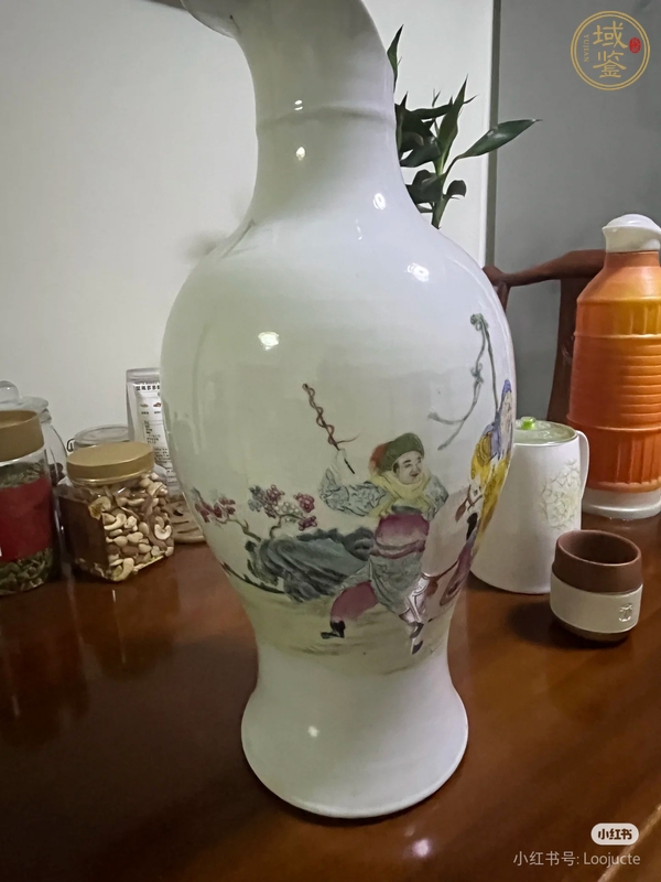 古玩人物紋粉彩觀音瓶真品鑒賞圖