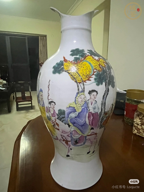 古玩陶瓷人物紋粉彩觀音瓶真品鑒賞圖