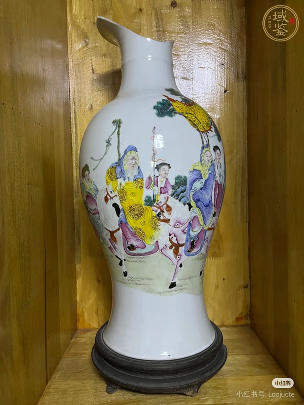 古玩陶瓷人物紋粉彩觀音瓶真品鑒賞圖