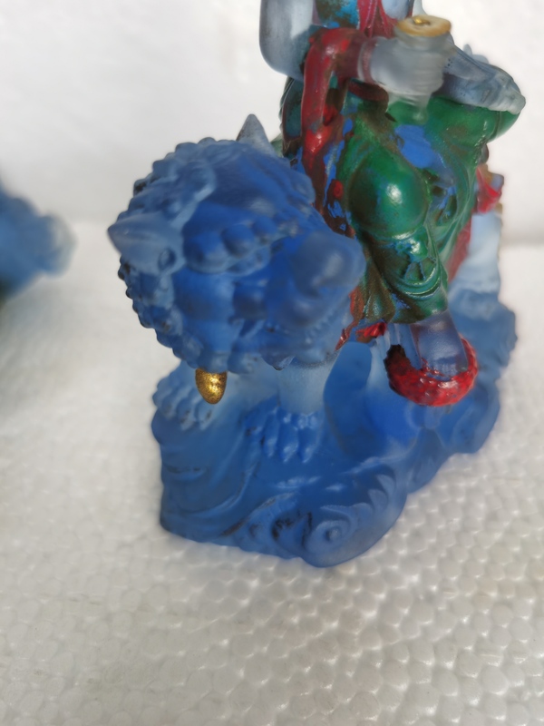 古玩雜項琉璃普賢、文殊菩薩模鑄佛像拍賣，當(dāng)前價格1200元