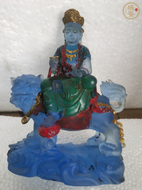 古玩雜項(xiàng)琉璃普賢、文殊菩薩模鑄佛像真品鑒賞圖
