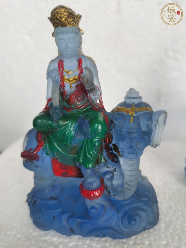 古玩雜項(xiàng)琉璃普賢、文殊菩薩模鑄佛像真品鑒賞圖