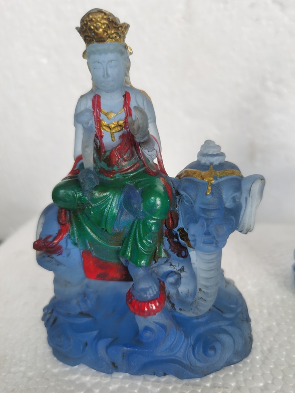 古玩雜項琉璃普賢、文殊菩薩模鑄佛像拍賣，當(dāng)前價格1200元