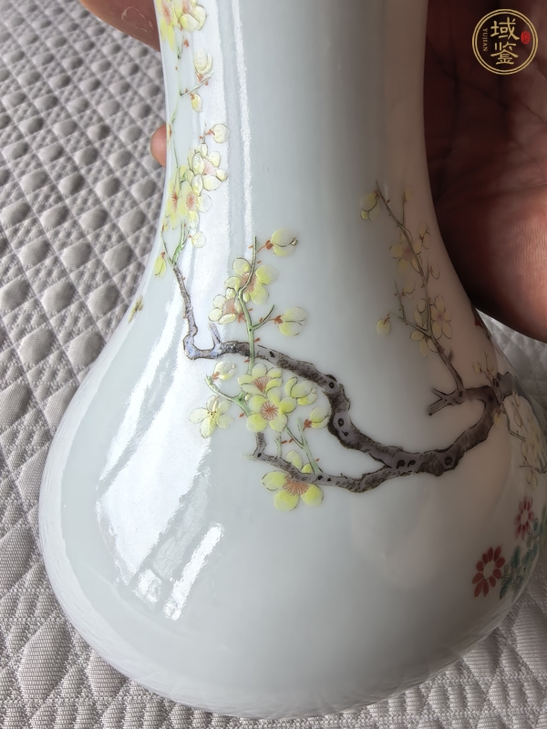 古玩陶瓷粉彩花鳥紋玉壺春瓶真品鑒賞圖
