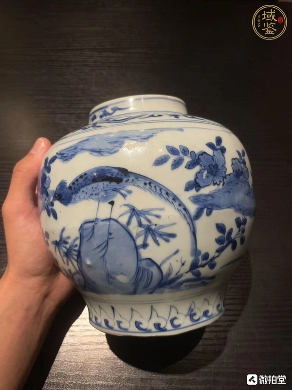 古玩陶瓷花鳥紋青花罐真品鑒賞圖