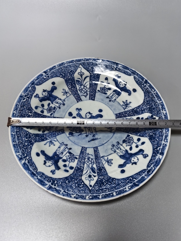 古玩陶瓷雍正-五子?jì)霊蚣y青花盤拍賣，當(dāng)前價(jià)格2688元