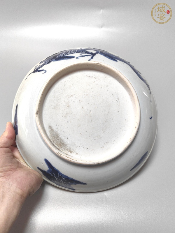 古玩陶瓷過墻龍紋青花盤真品鑒賞圖