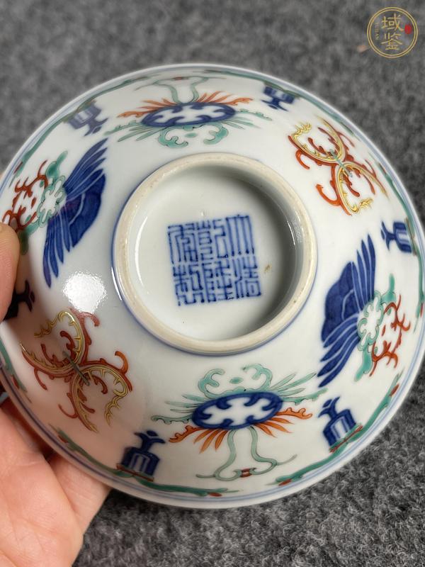 古玩陶瓷青花五彩冷冬紋碗真品鑒賞圖