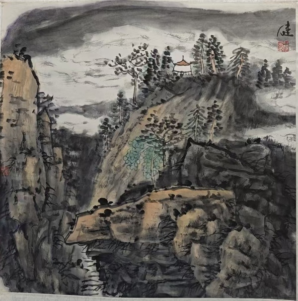 古玩字畫福建福鼎美協(xié)主席福建美協(xié)書協(xié)雙協(xié)會員羅健山水拍賣，當前價格699元