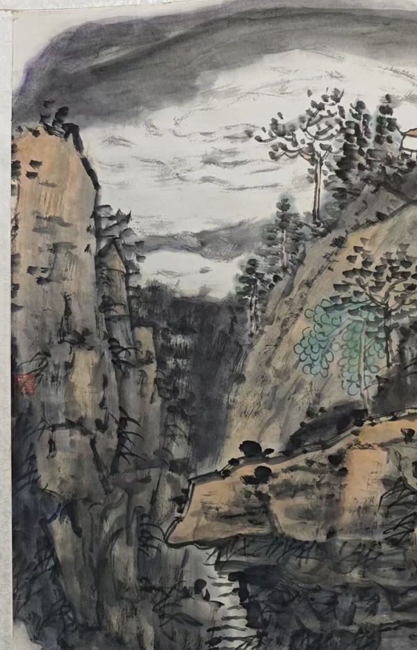 古玩字畫福建福鼎美協(xié)主席福建美協(xié)書協(xié)雙協(xié)會員羅健山水拍賣，當前價格699元