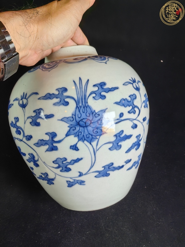 古玩陶瓷青花纏枝花卉紋罐真品鑒賞圖
