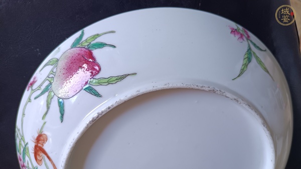 古玩陶瓷桃紋粉彩盤真品鑒賞圖