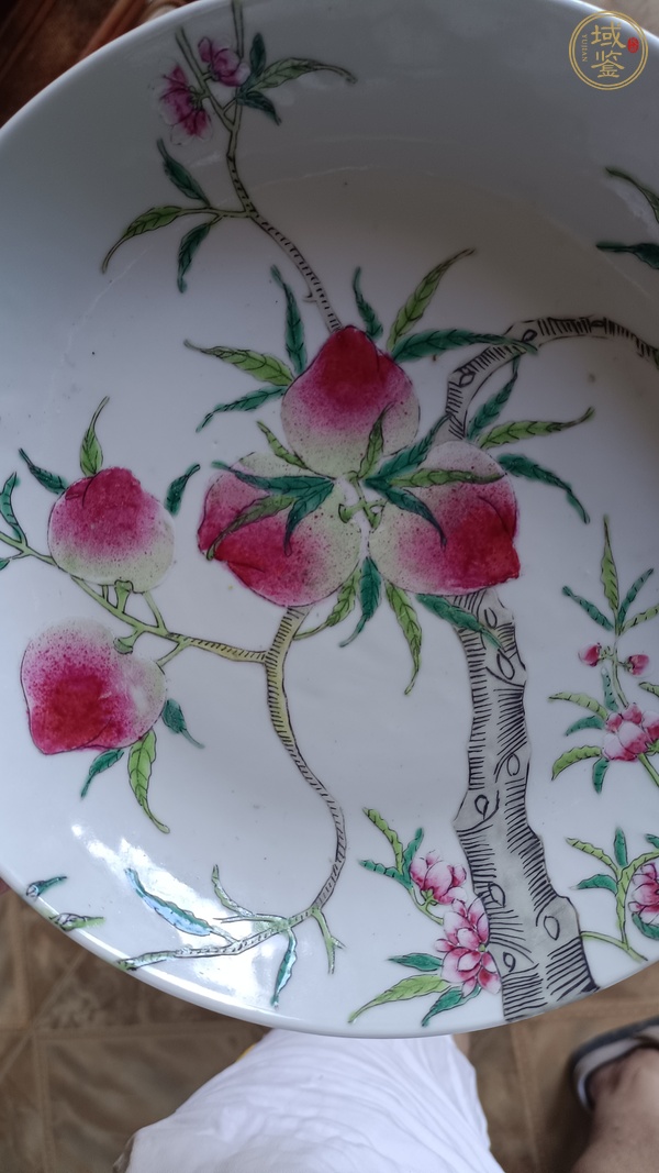 古玩陶瓷桃紋粉彩盤真品鑒賞圖