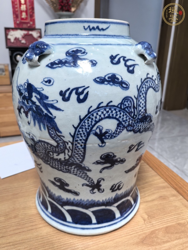 古玩陶瓷青花雙龍戲珠紋將軍罐真品鑒賞圖