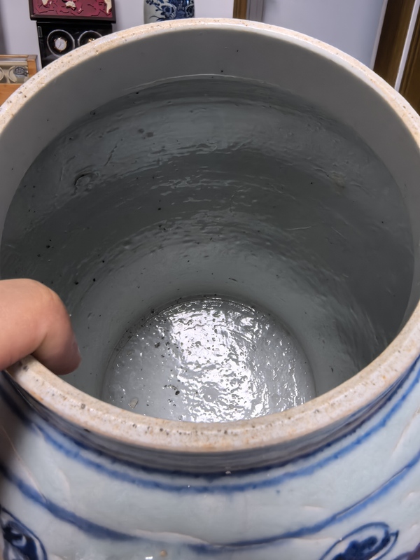 古玩陶瓷清晚期青花雙龍戲珠紋將軍罐拍賣,當前價格2980元
