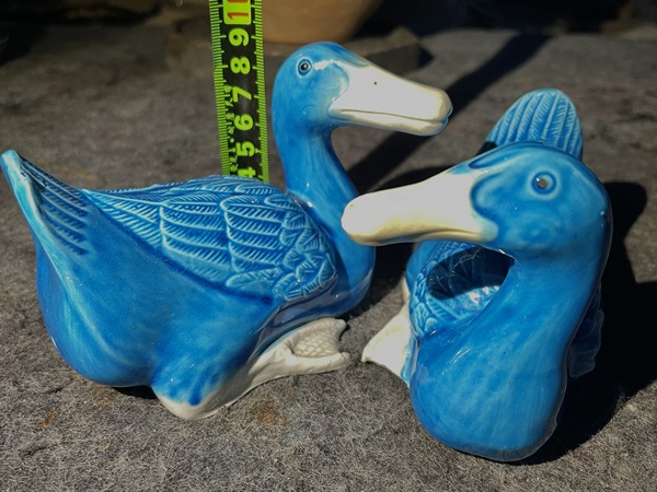 古玩陶瓷孔雀藍釉瓷塑鴨拍賣，當前價格300元