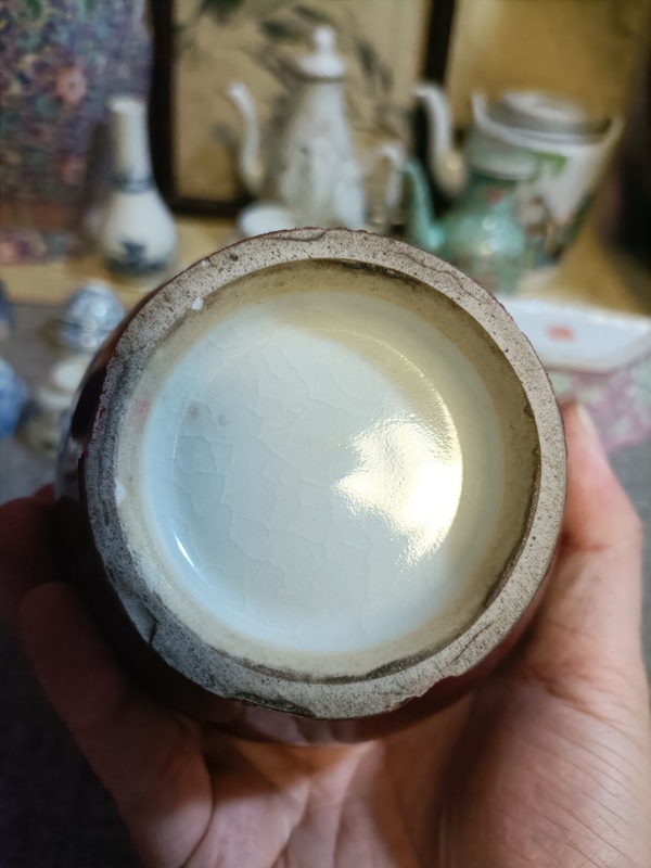 古玩陶瓷民國郎窯紅紅釉撇口瓶拍賣,當前價格4888元