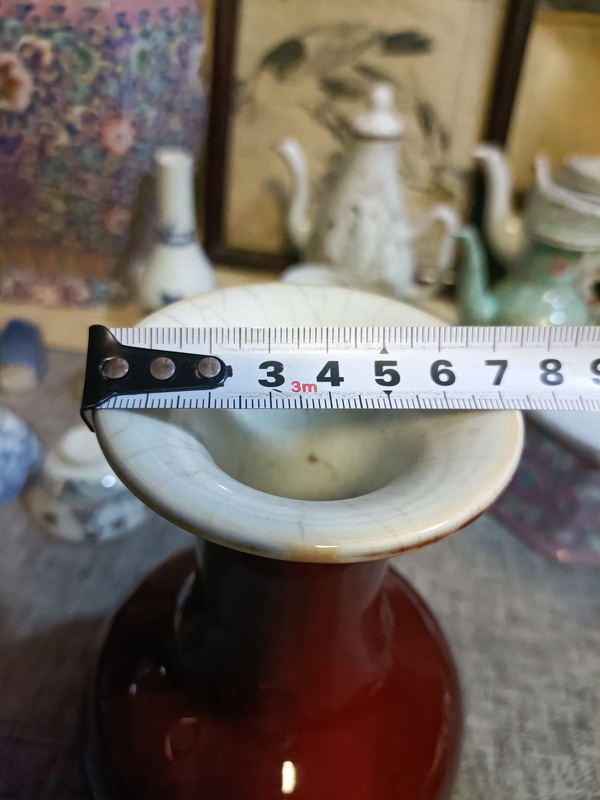 古玩陶瓷民國(guó)郎窯紅紅釉撇口瓶拍賣(mài)，當(dāng)前價(jià)格4888元