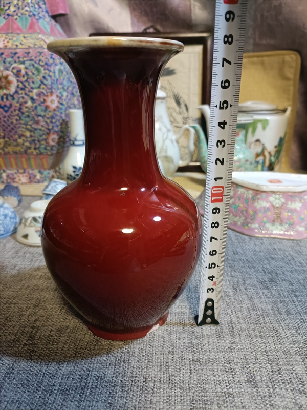 古玩陶瓷民國(guó)郎窯紅紅釉撇口瓶拍賣(mài)，當(dāng)前價(jià)格4888元