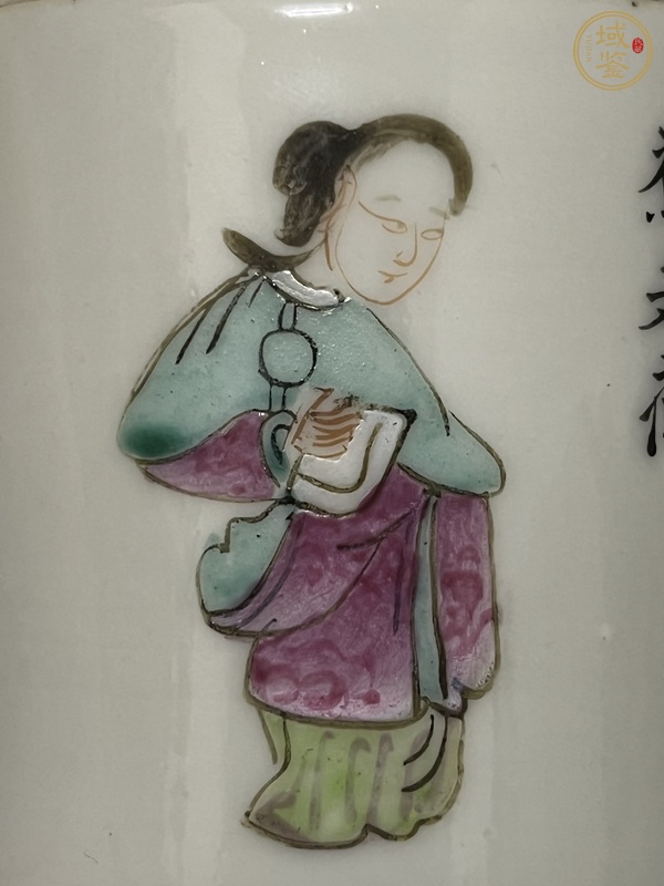 古玩陶瓷粉彩無雙譜人物蓋缸真品鑒賞圖