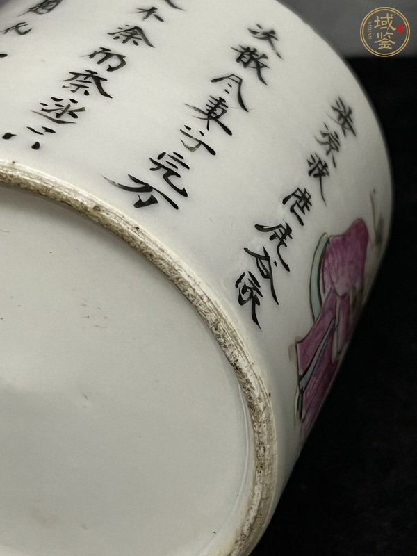 古玩陶瓷粉彩無雙譜人物蓋缸真品鑒賞圖