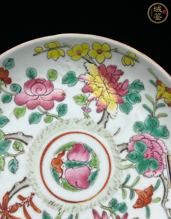 古玩陶瓷粉彩花卉盤真品鑒賞圖