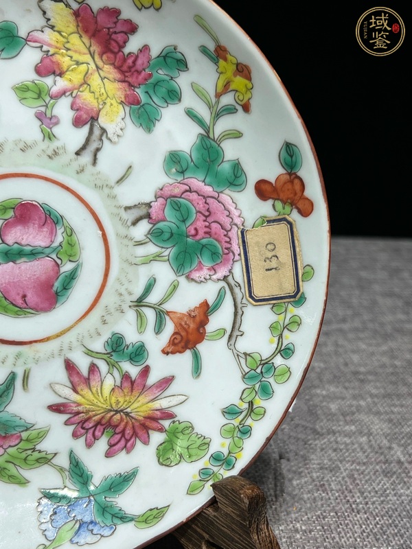 古玩陶瓷粉彩花卉盤真品鑒賞圖