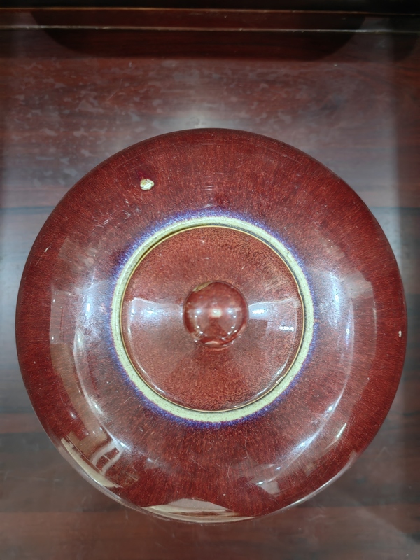 古玩陶瓷乾隆窯變紅釉西瓜罐拍賣(mài)，當(dāng)前價(jià)格18000元
