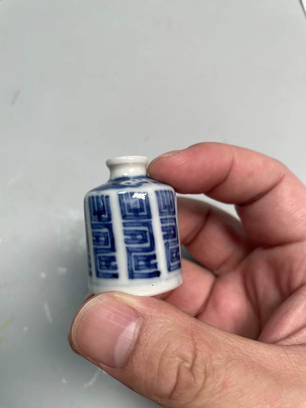 古玩陶瓷清晚期?青花壽字紋鼻煙壺拍賣，當前價格2680元
