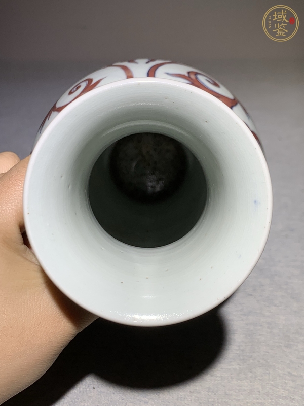 古玩康熙款青花釉里紅夔龍紋觀音瓶真品鑒賞圖