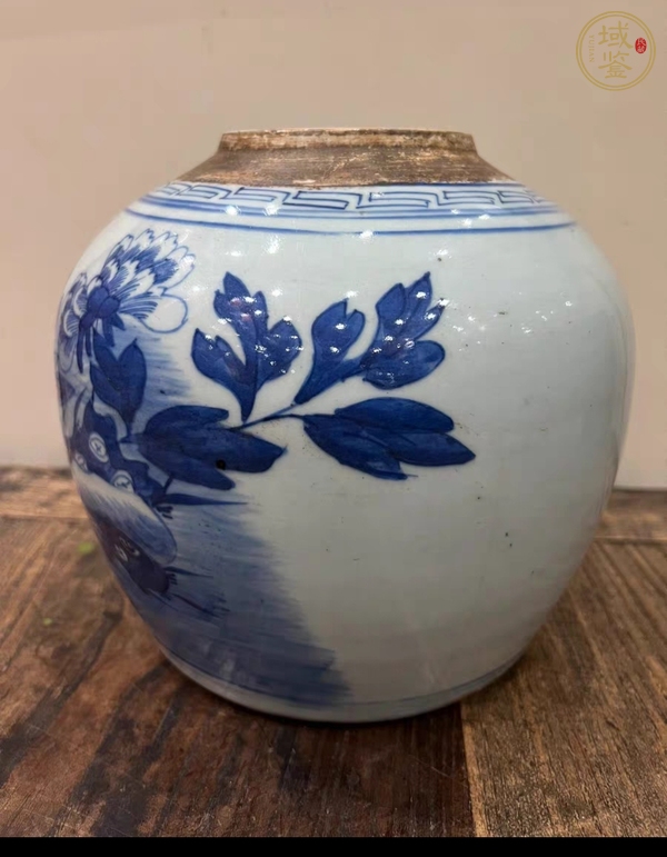 古玩陶瓷牡丹紋青花罐真品鑒賞圖