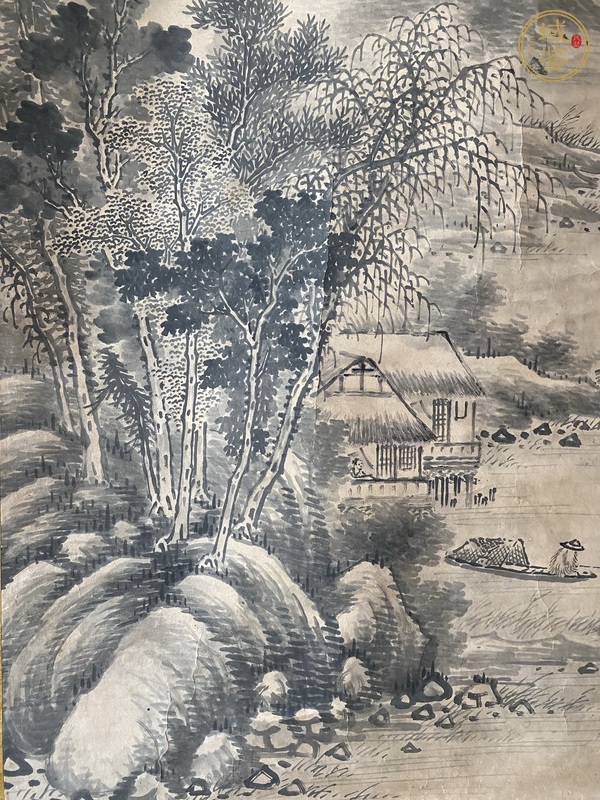 古玩字畫沈志祖款山水真品鑒賞圖