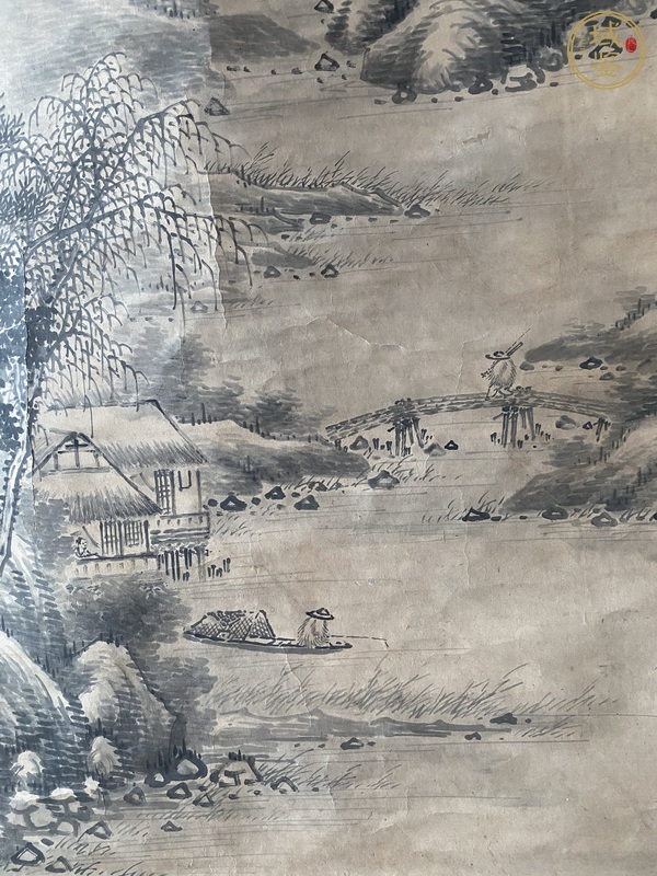 古玩字畫沈志祖款山水真品鑒賞圖